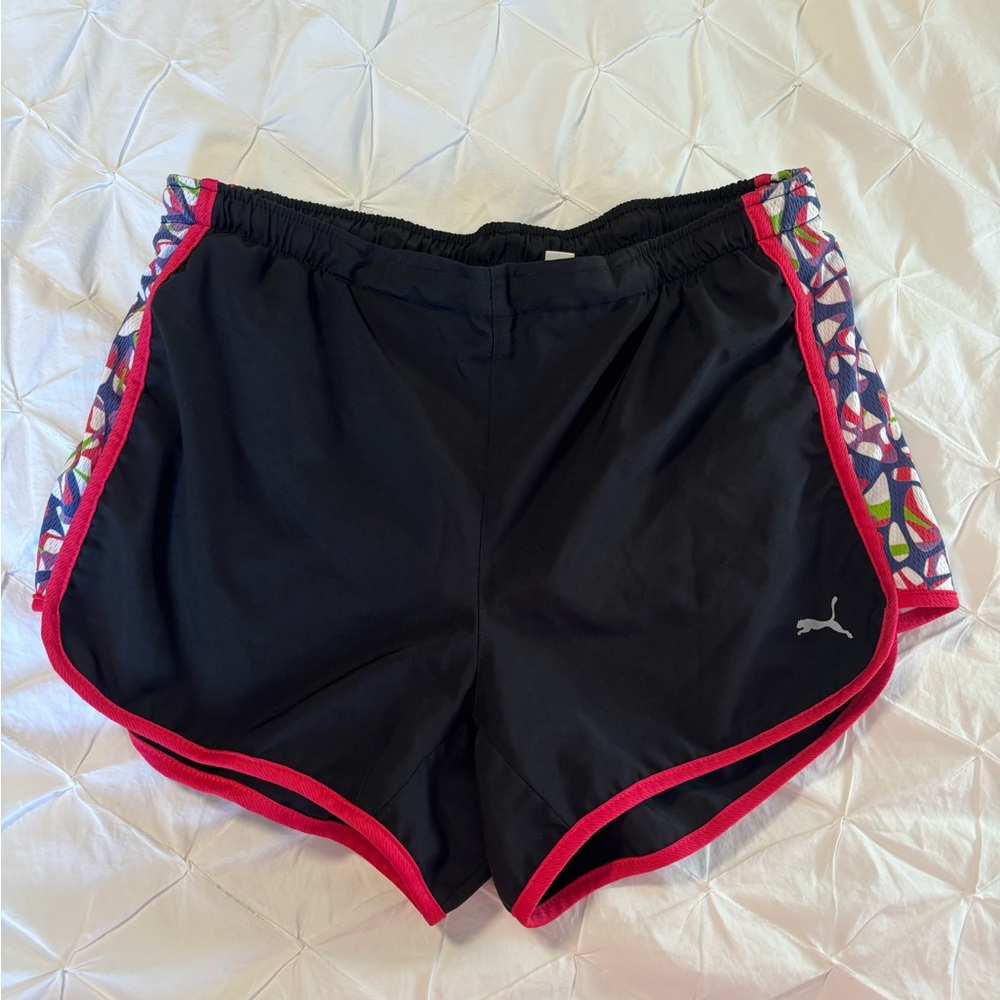 Puma Women's Black Shorts with Pink Trim